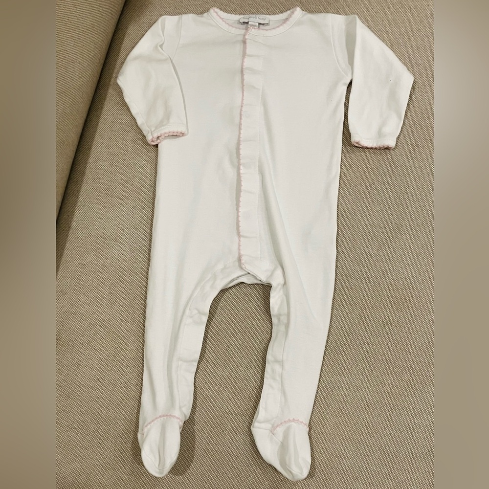 Magnolia Baby Pima Footie with pink trim